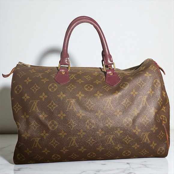 Louis Vuitton Speedy 35 – Vintage Monogram Refreshed Burgundy Leather - Picture 1 of 14
